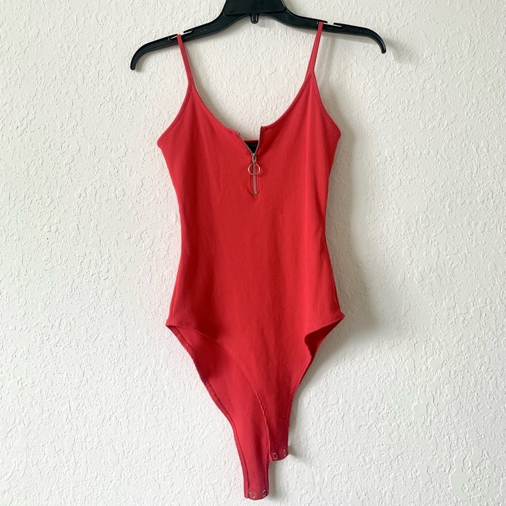 Red Zipper Bodysuit